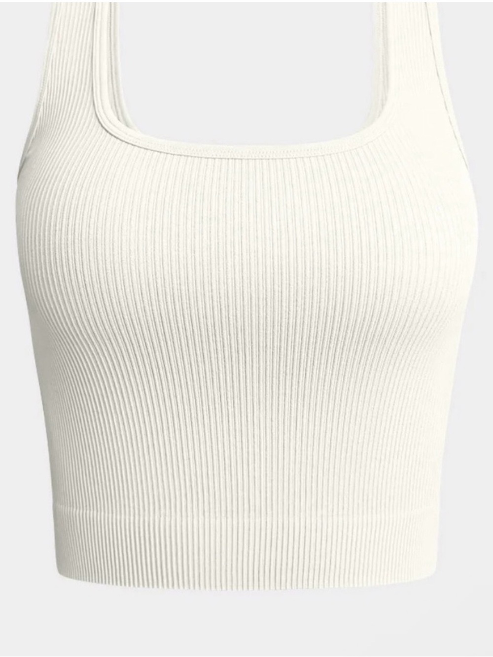 NEW OQQ Ribbed Square-Neck Tank Crop-White